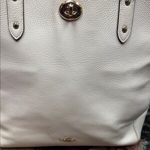 Elegant White Leather Tote Bag